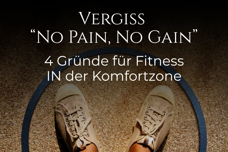 Blick von oben auf die Turnschuhe eines Sportlers, der fest in einem eingezeichneten Kreis steht – eine visuelle Metapher für die Komfortzone als Fundament für nachhaltige Fitness und stoische Beständigkeit.